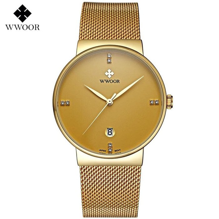 Jam Tangan Wwoor 8818 Luxury Watch - Jam Tangan Formal Pria Luxury - Gold