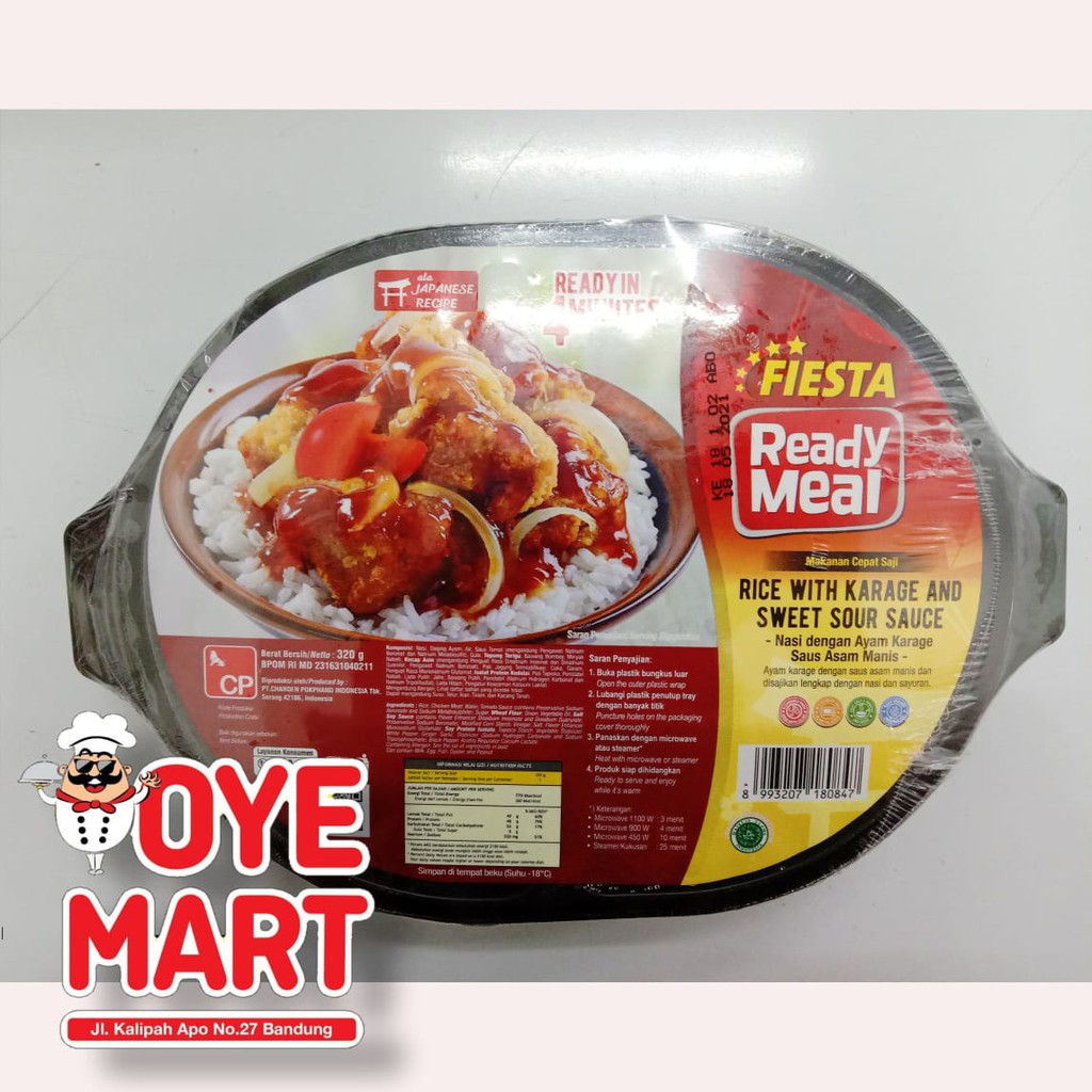 FIESTA READY MEAL RICE WITH KARAGE AND SWEET SOUR SAUS 320GR NASI AYAM KARAGE SAUS ASAM MANIS