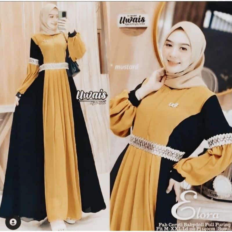 Dress Wanita Gamis Busui Terbaru dan Termurah Jumbo Motif Terkini Elora