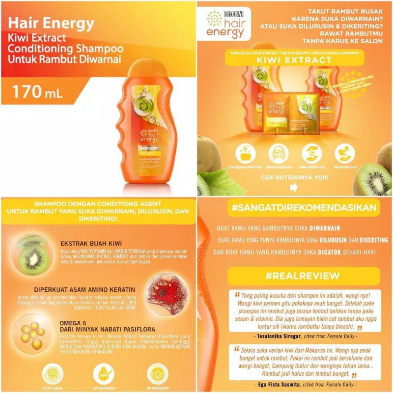 Makarizo hair energy fibertherapy conditioning shampoo 170ml - Makarizo hair energy - Makarizo hair energy shampoo - Makarizo shampoo kiwi extract - Makarizo shampoo Aloe&amp;melon extract - Makarizo shampoo olive extract - Makarizo royal jelly extract