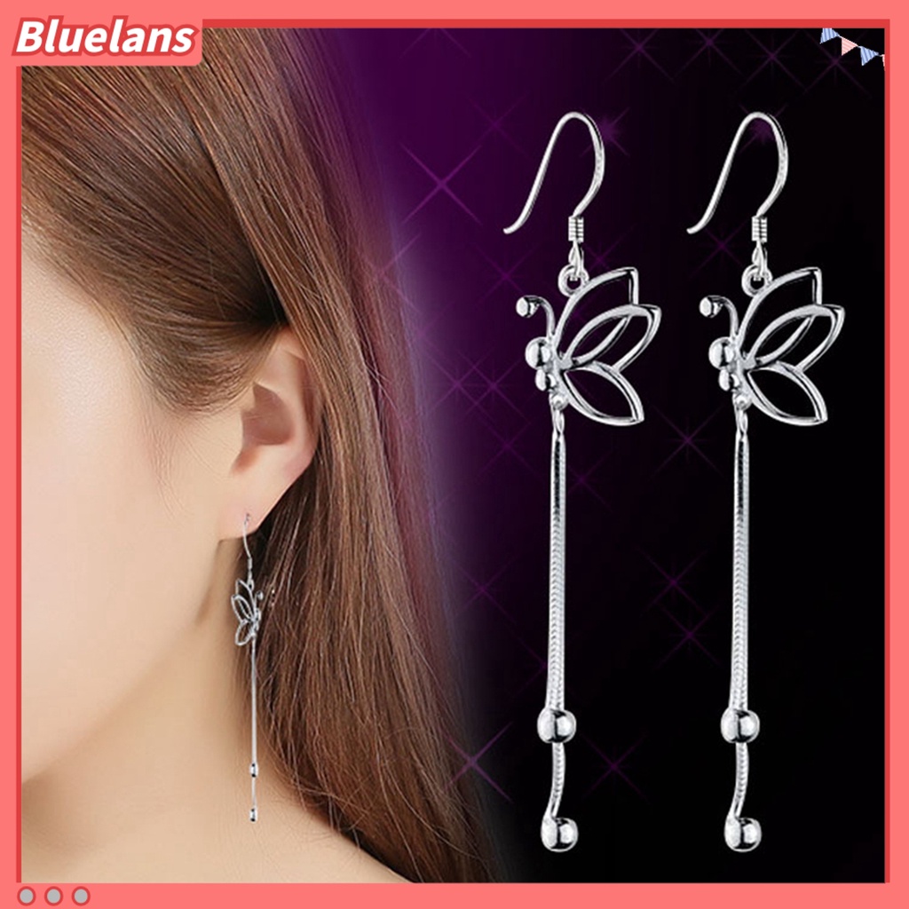Bluelans Women Elegant Butterfly Dangle Long Chain Line Alloy Hook Earrings Jewelry Gift
