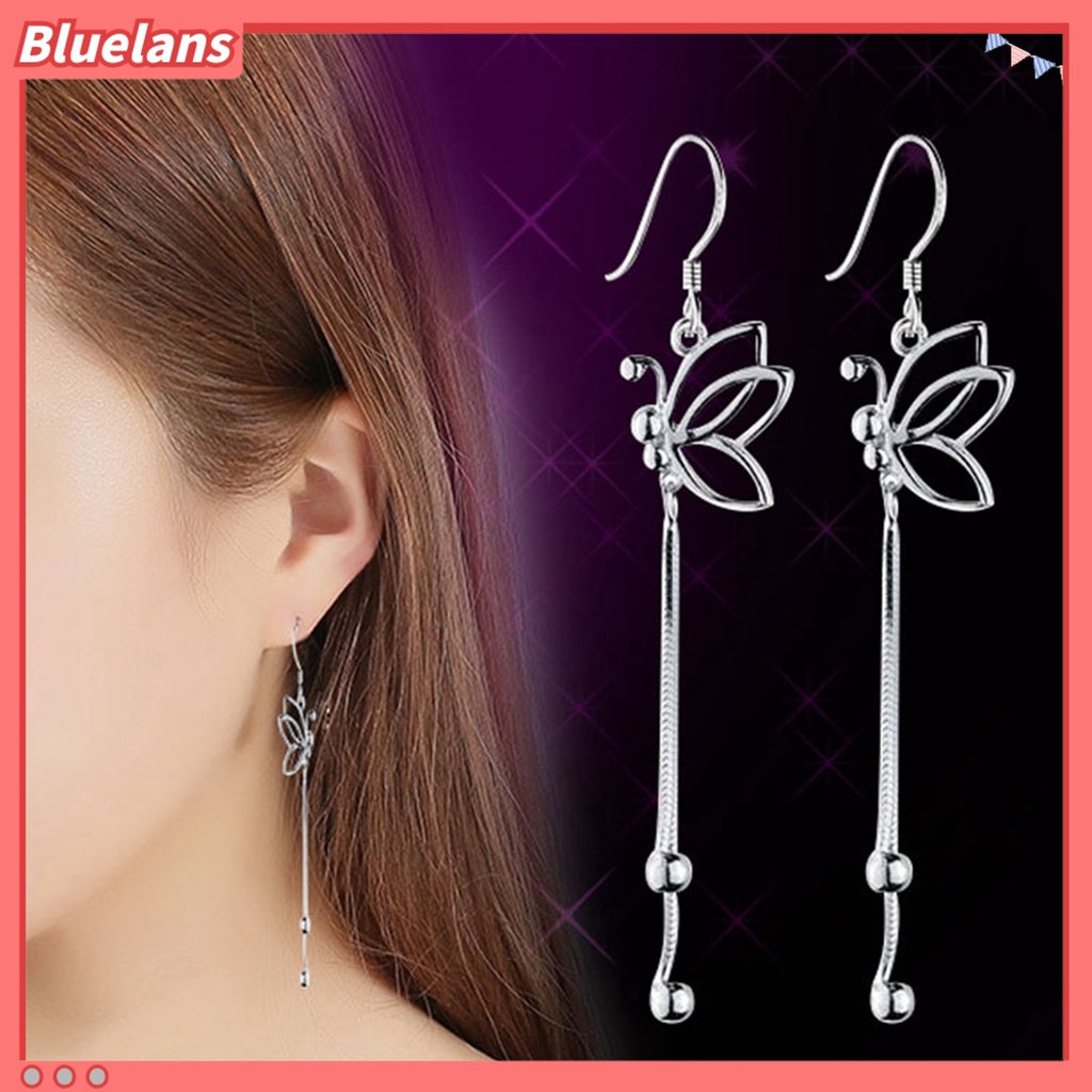 Bluelans Women Elegant Butterfly Dangle Long Chain Line Alloy Hook Earrings Jewelry Gift