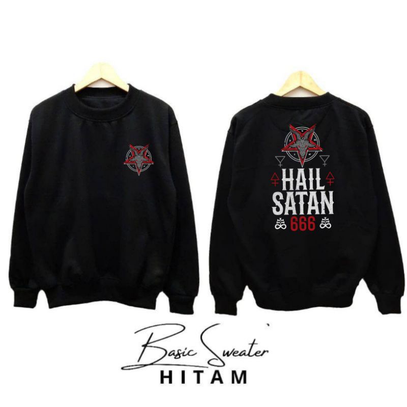 Jaket sweater satanic "hail satan" / sweater crewneck distro satan satanik satanic