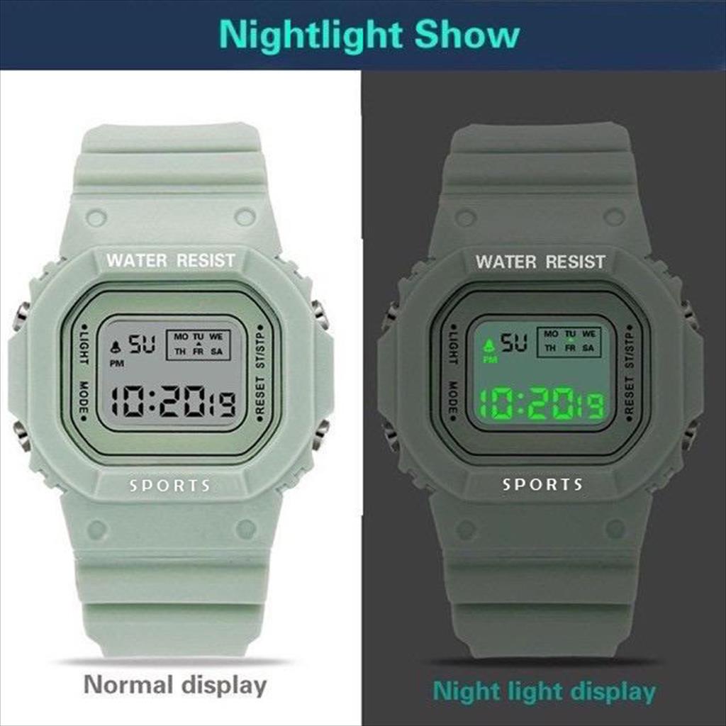 YA 136 - Jam Tangan Karet Rubber Digital LED KOREA Sport Kotak Persegi Unisex Pria / Wanita / Anak anak / Remaja