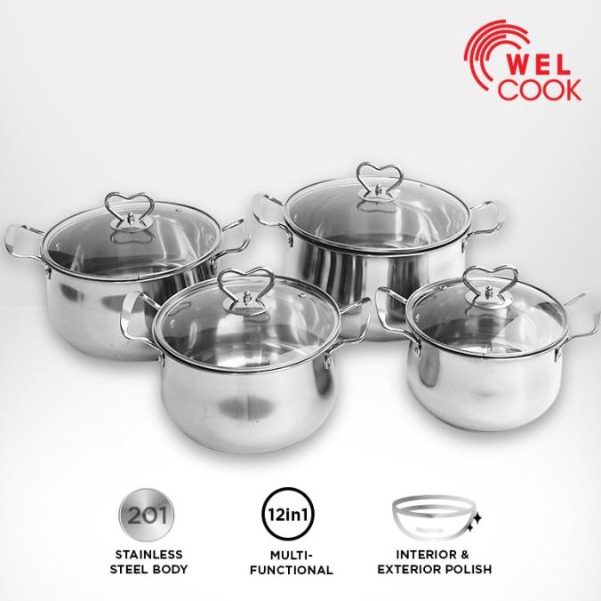 Diskon Welcook Panci Set Stainless Steel Kukus 8 Pcs Diskon