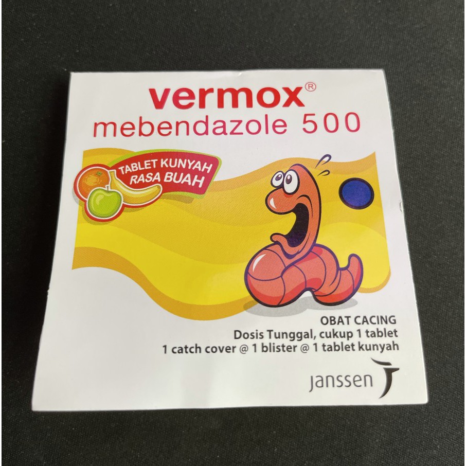 Vermox 1 tablet Mebendazole 500mg obat Cacing