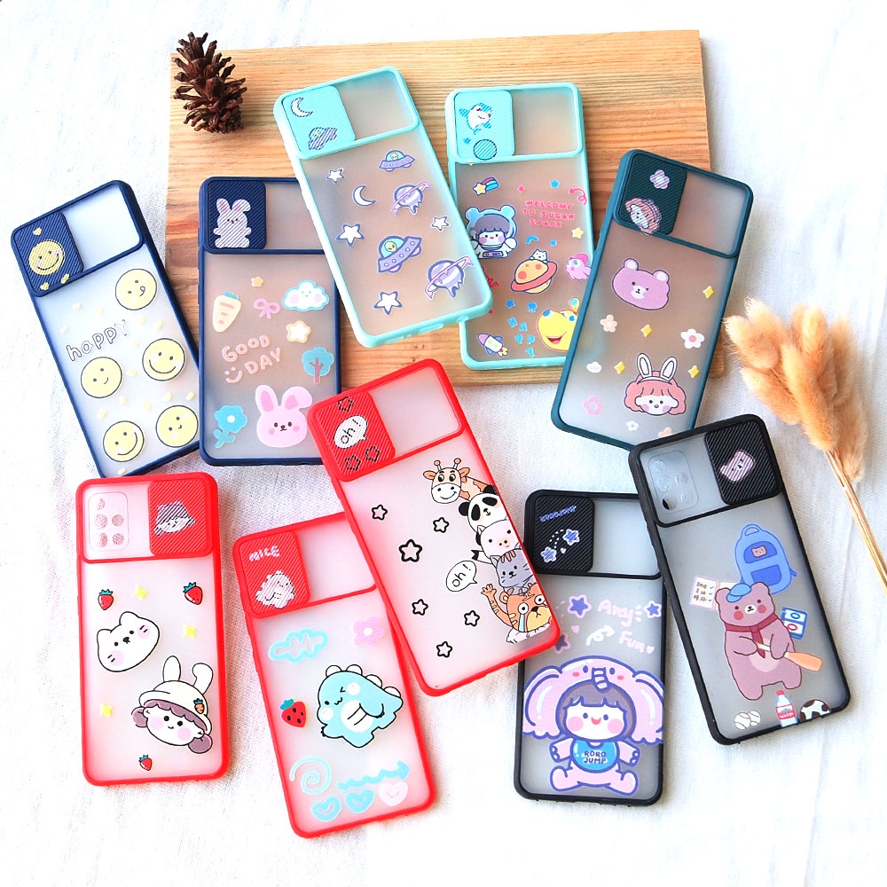 SOFTCASE SLIDE GAMBAR KARAKTER REALME 5 C11 C15 C2 C20 C21 CASE SLIDE KARAKTER RUBBER GAMBAR