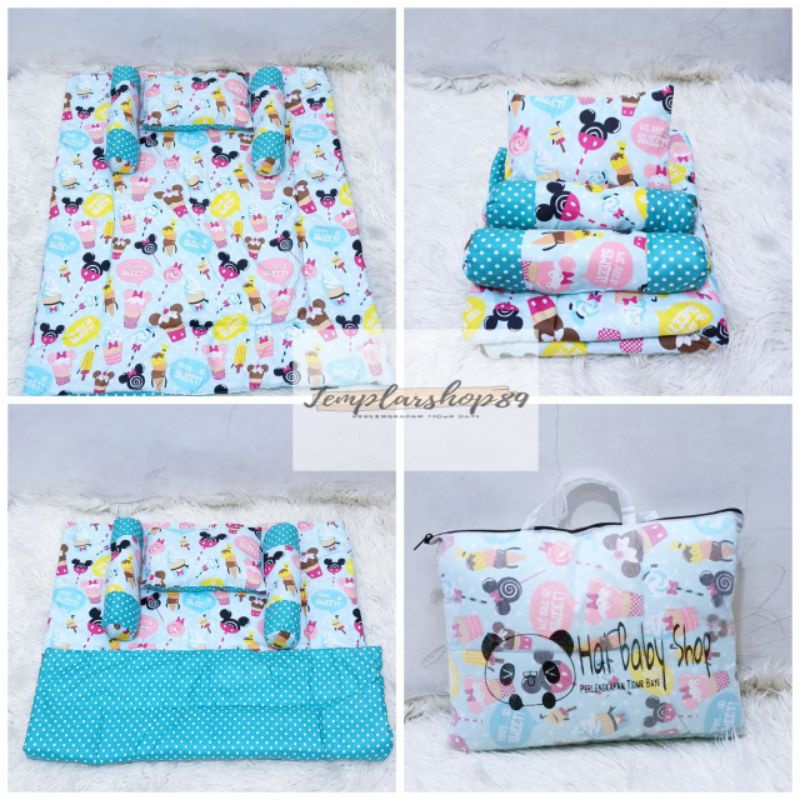 Bedding Set Bayi Bedcover Selimut Bayi Hangat Baru Lahir Free bantal guling dan Tas Cantik