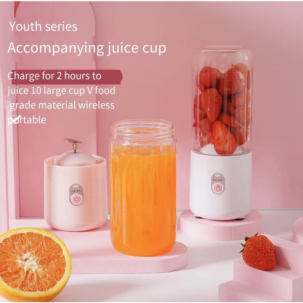 Blender Juicer Portable USB 400ML Mini Juicer Multifungsi 4 Mata Pisau Kaca menebal Blender jus mini