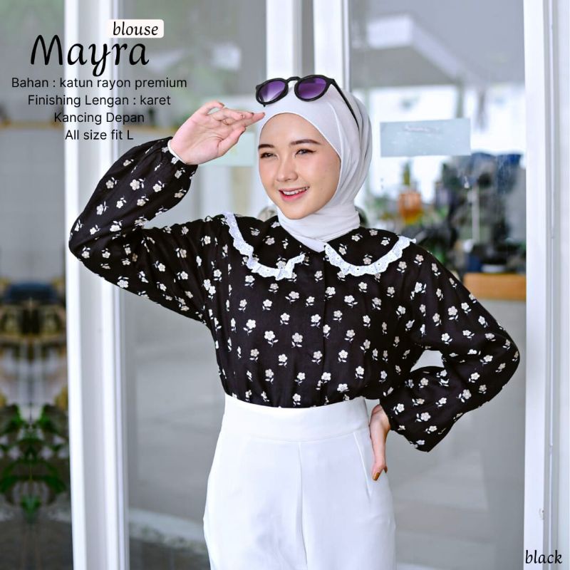 New - Baju Atasan/Blouse Wanita - MAYRA BLOUSE ALL Size fit L-Katun Rayon Premium-Motif Bunga-Nyaman dipakai