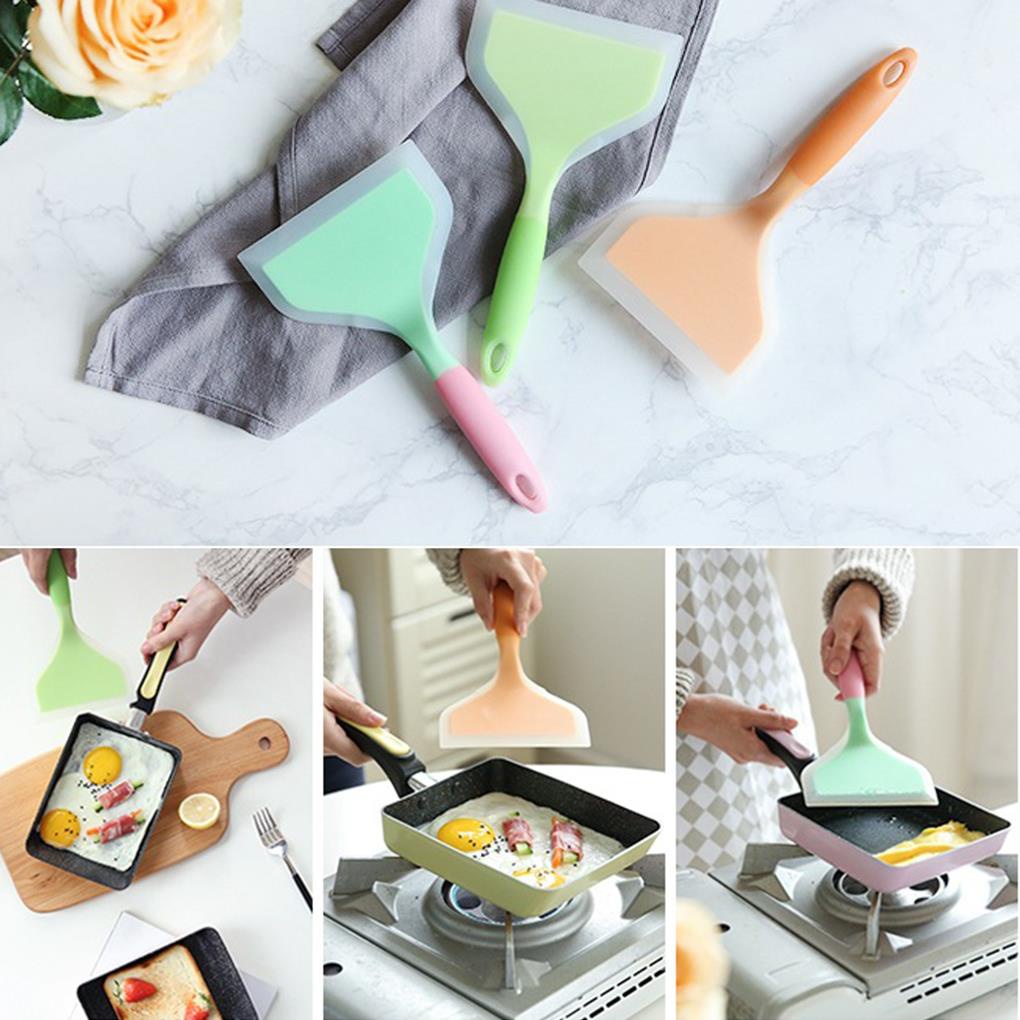 (house2020) Spatula Masak Pancake Bahan Silikon Anti Lengket Warna Acak