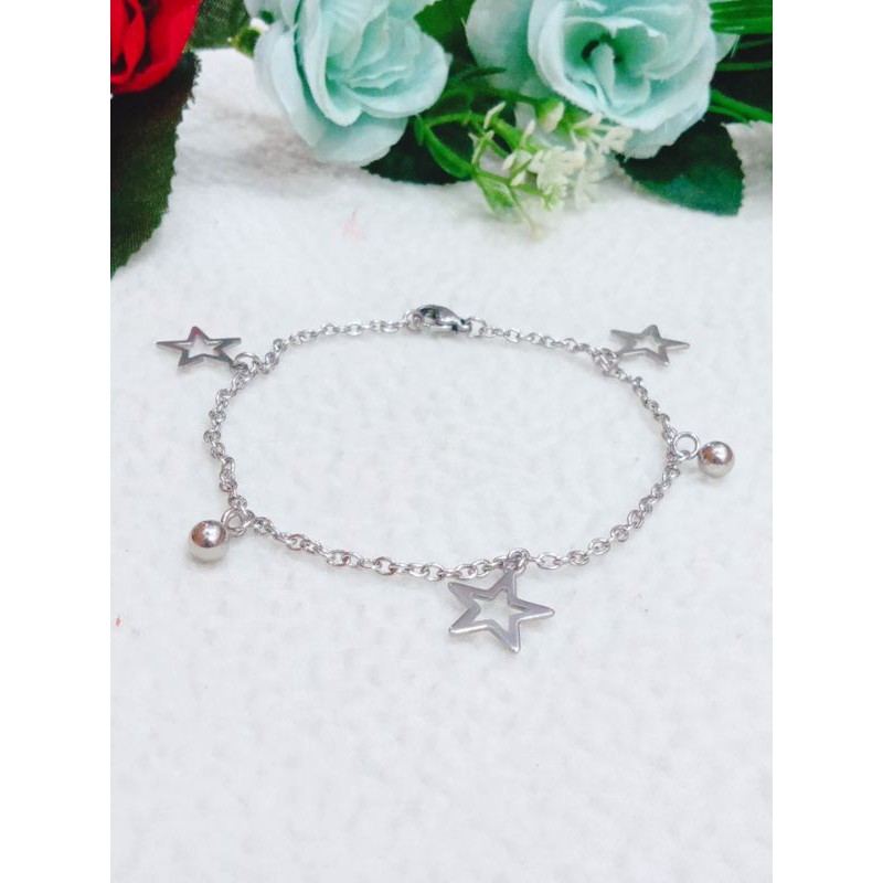 GELANG TITANIUM WANITA SILVER BAHAN LAPIS EMAS PUTIH FHASION WANITA