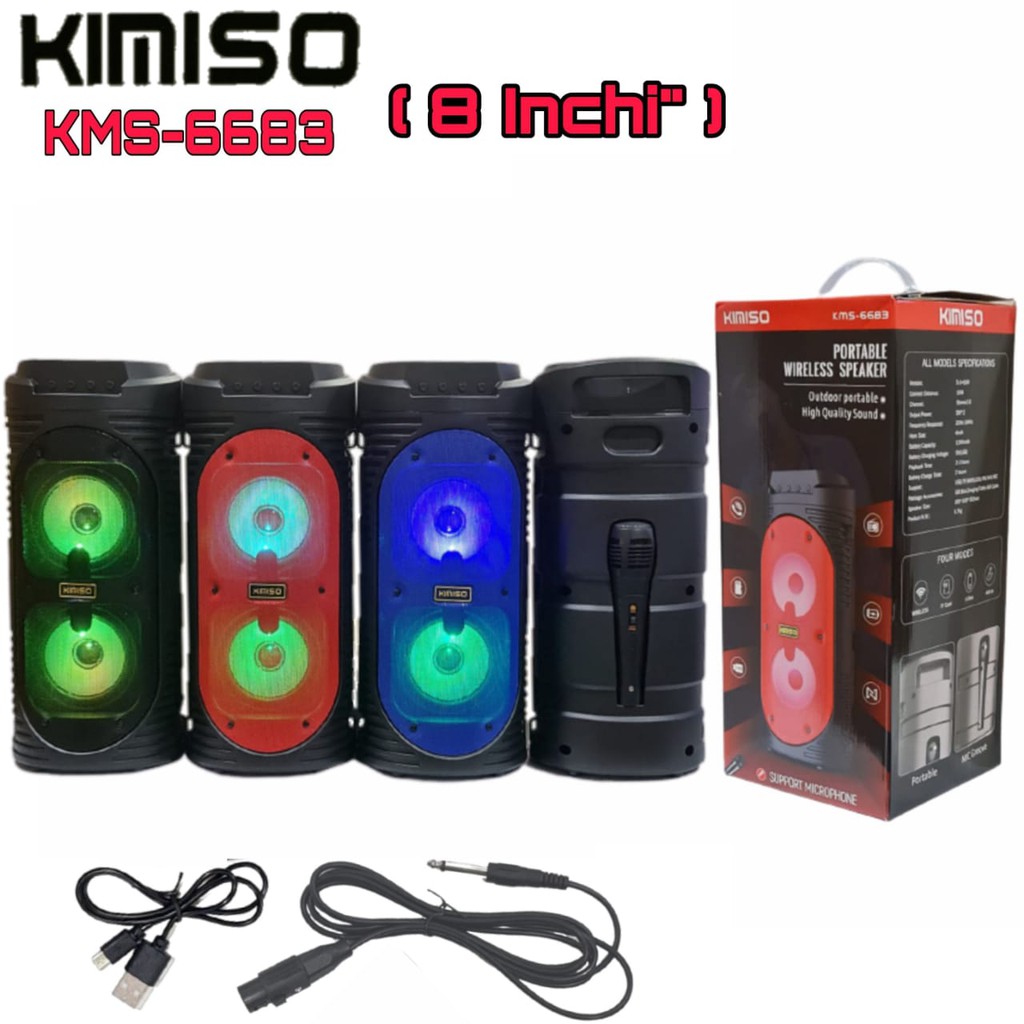 Speaker Microphone Bluetooth KIMISO KMS-6683 LED Karaoke Portable Wireless Stereo KMS 6683 + Mic