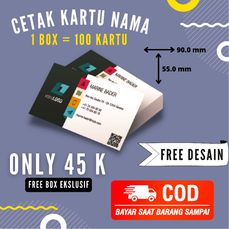 COD BAYAR DITEMPAT ,KARTU NAMA 100 KARTU FREE BOX EKSLUSIF