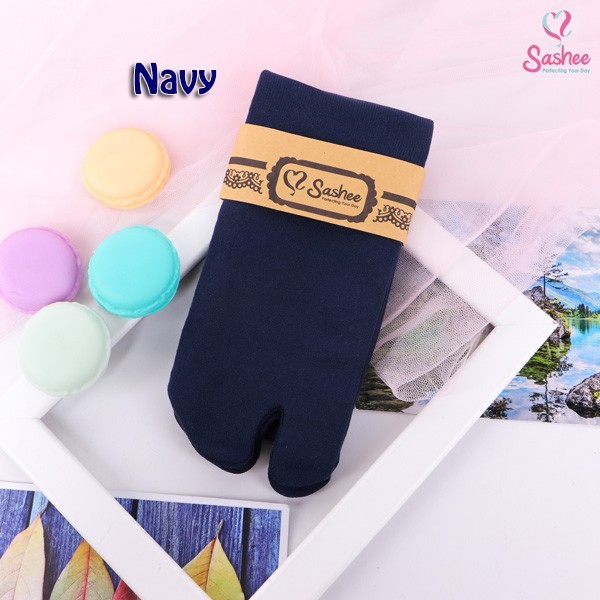 Kaos Kaki Wanita Jempol Dewasa Panjang Warna Polos Muslimah Sashee Original Sepasang All Size-Navy