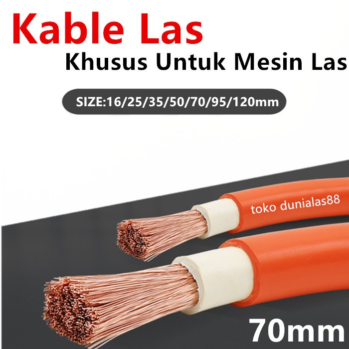 5M Kabel Las 70mm Full Tembaga Welding Cable 70 mm Full Copper Wire