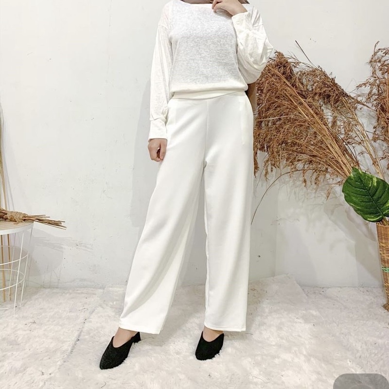 [NEW] Celana Cutbray Wanita Miss Hotty Kulot White