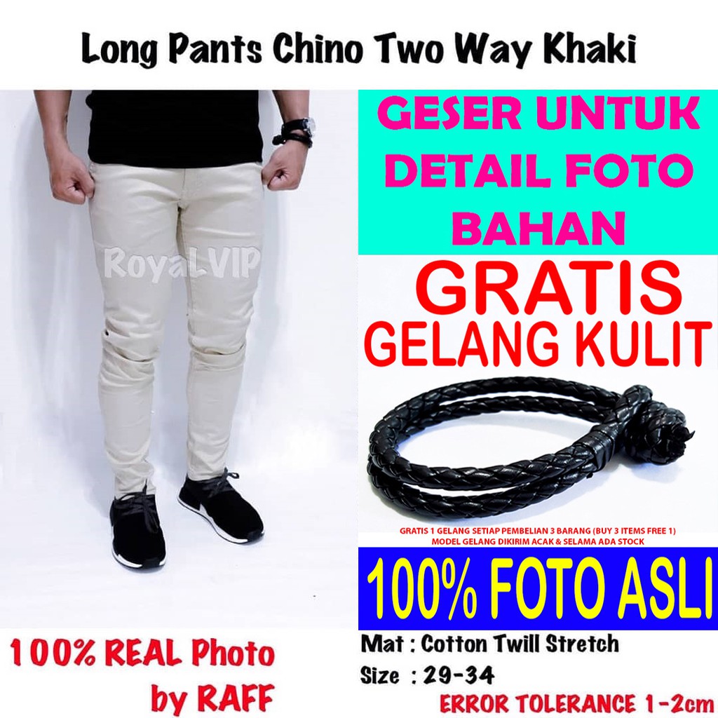 Celana Panjang Katun Chino Kain Krem Khaki ROYALVIP PRIA COWOK MURAH BAGUS PREMIUM IMPORT PROMO