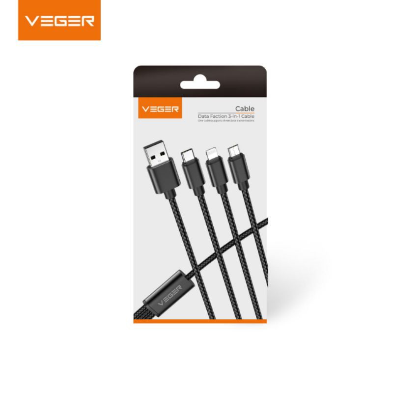 KABEL VEGER 3 IN 1 FAST CHARGING 2.4A 1KABEL 3CABANG FOR MICRO IPHONE TYPE C