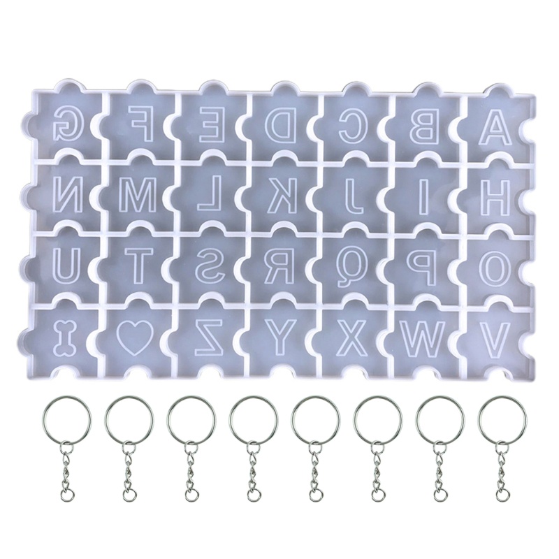 Siy Cetakan Resin Epoksi Bentuk Puzzle Alfabet 3d Bahan Silikon Untuk Gantungan Kunci / Perhiasan Diy