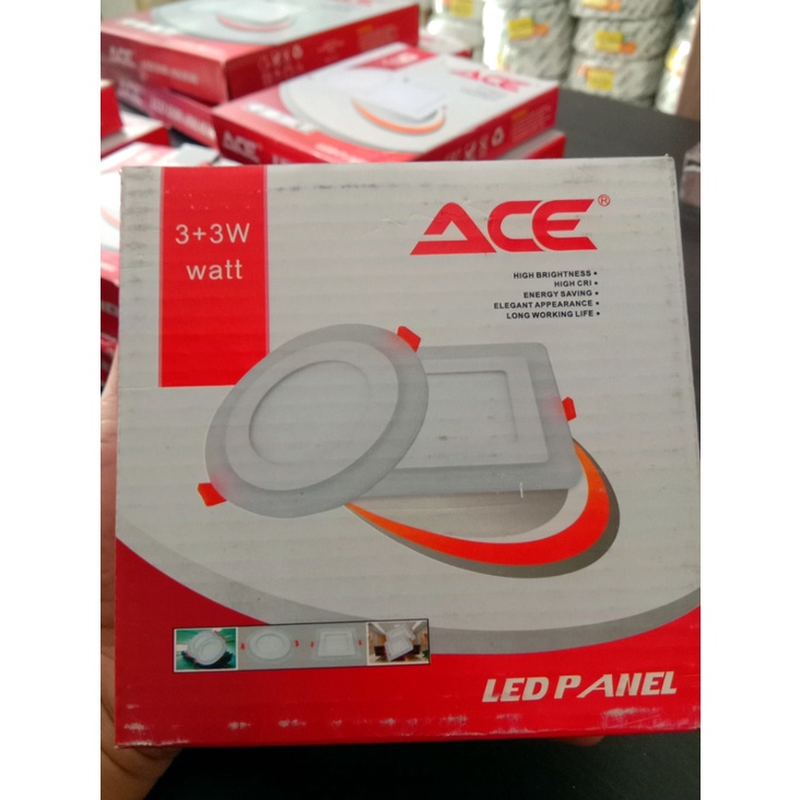 LAMPU DOWNLIGHT LED PANEL ACE INBOW 3+3W PUTIH KUNING