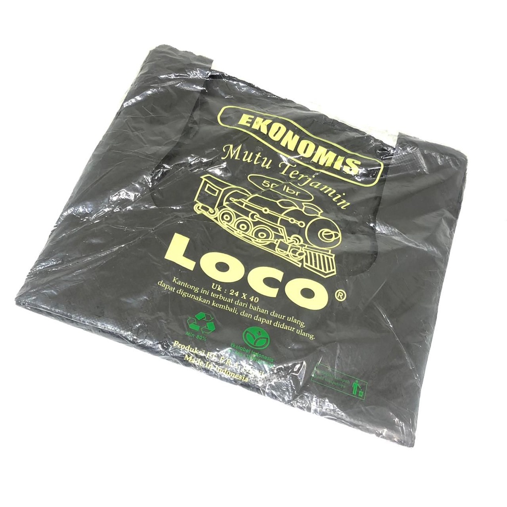 Kantong Plastik kresek loco hitam ekonomis UK 17X33 / UK 24X40 / UK35X55  plastik kresek loco