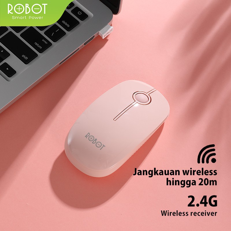 Mouse Wireless ROBOT M330 2.4GHz Silent Click Cherry Scroll Optical 1600DPI - Garansi Resmi 1 Tahun