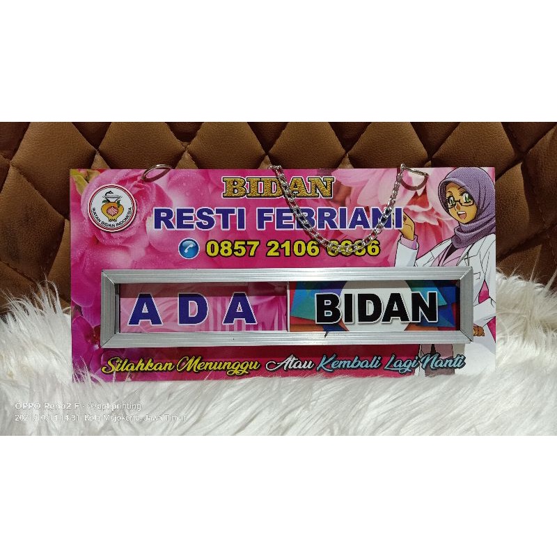 Papan nama bidan ada - keluar uk 15 x 30 cm (gratis disain)