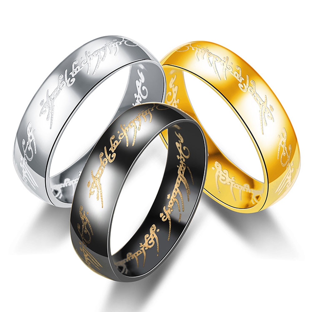 Penguasa Cincin | Cincin Stainless Steel Emas Perak Warna Hitam Perhiasan Wanita