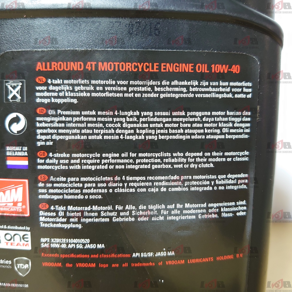 Oli Mesin Motor 4T VR30 TDR VROOAM  Motorcycle Engine Oil 20W-50 1L