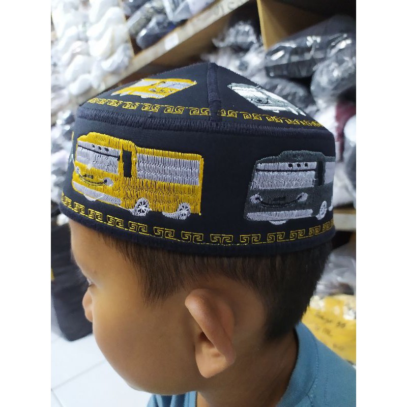 Peci Kopiah Telolet Anak Bordir Motif Animasi Kartun, Peci Songkok Anak oleh-oleh haji dan umrah-2