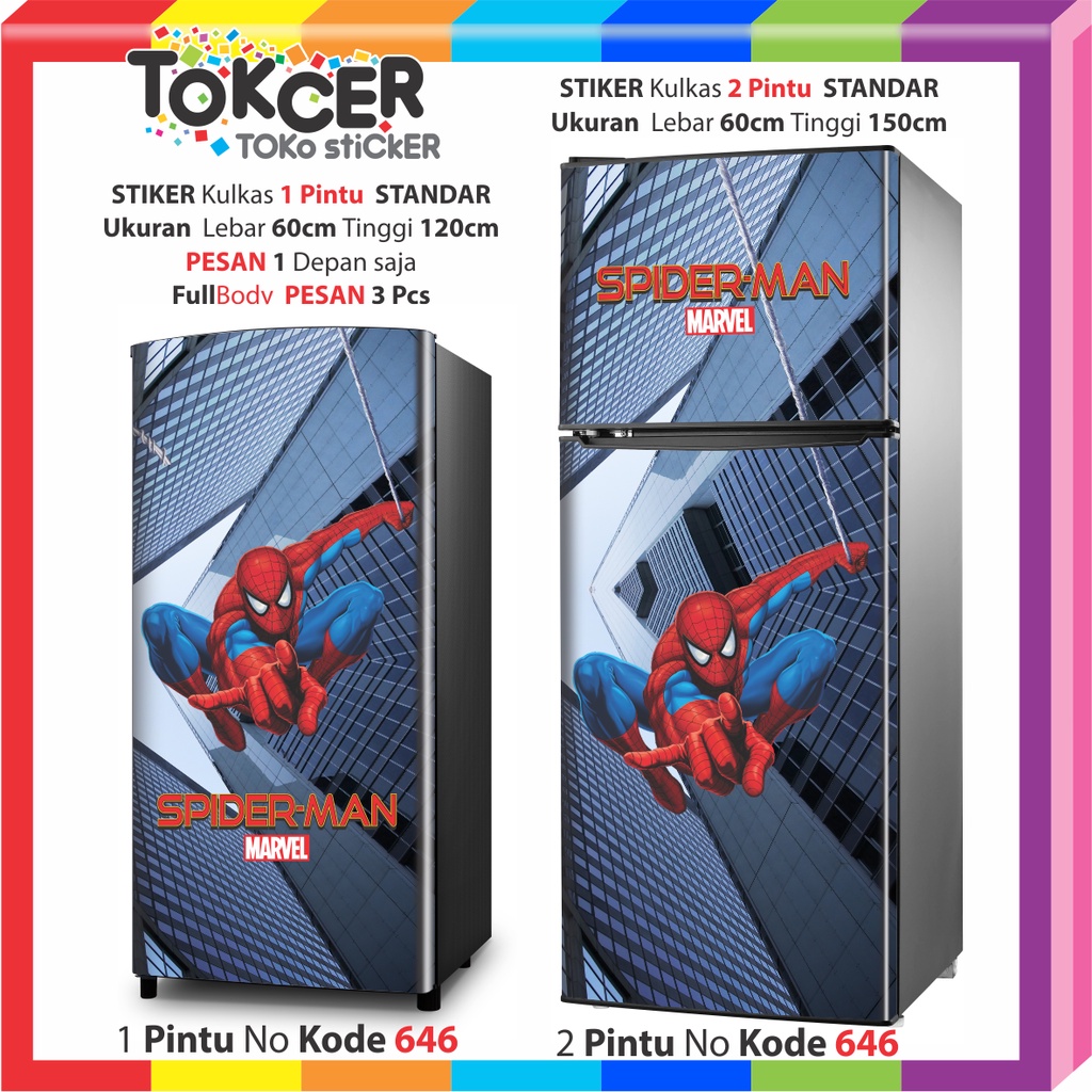 STIKER Kulkas 1 Pintu atau 2 Pintu SPIDERMAN