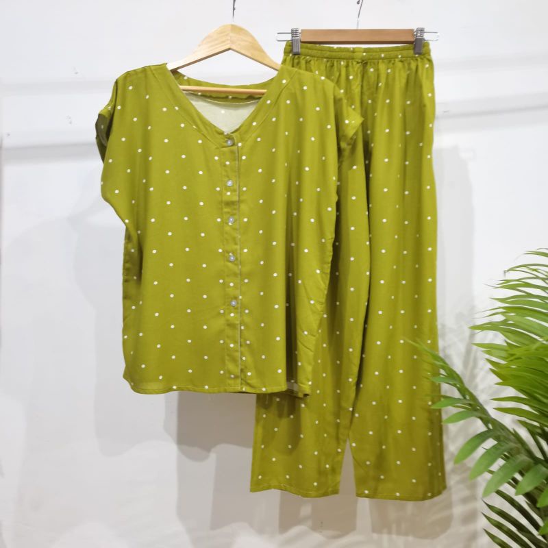 PIYAMA KANCING HITS PIYAMA KANCING BUSUI | PIYAMA RAYON | HOMEWEAR-NK 8