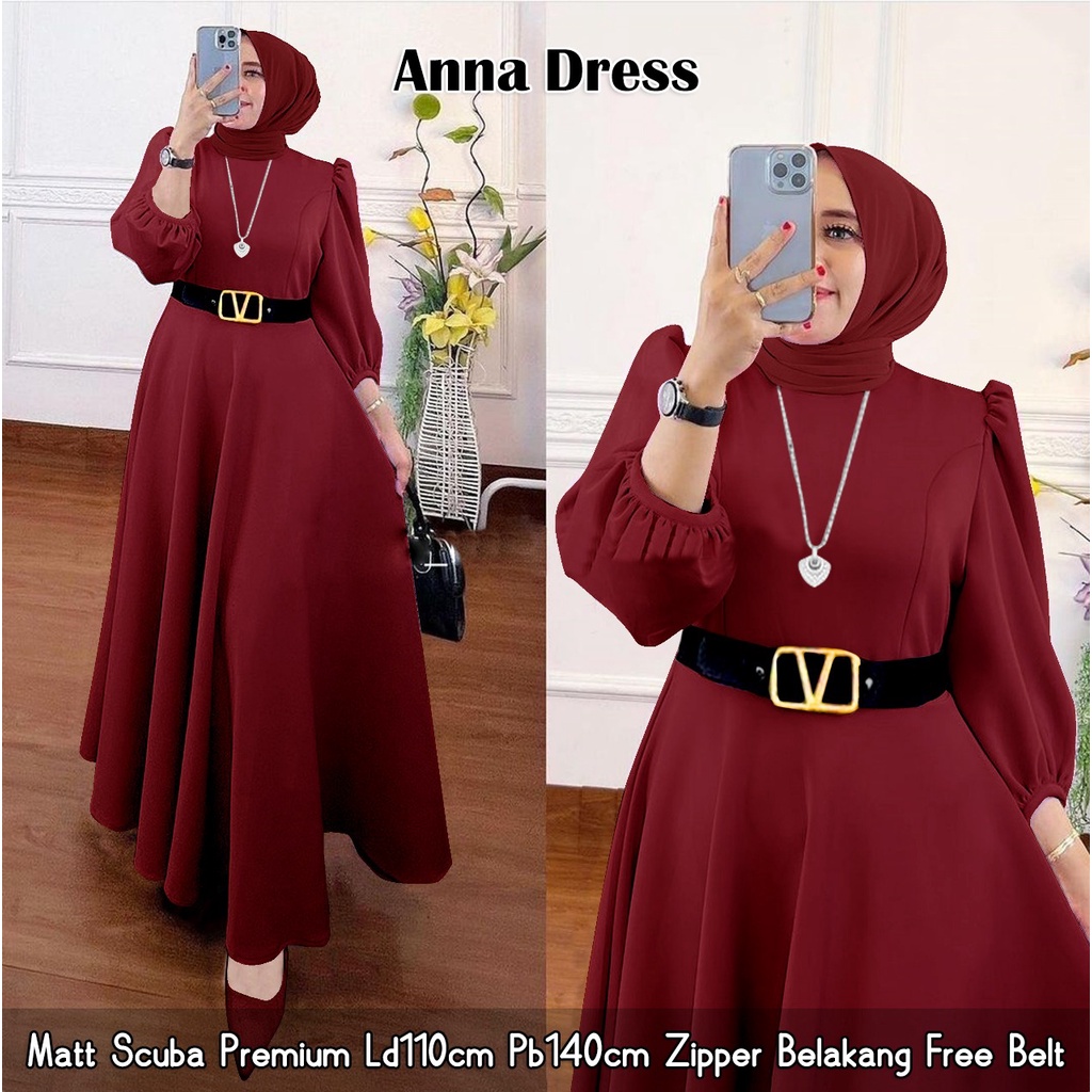 ANNA MAXI/MAXI DRESS SCUBA/MAXY DRESS LEBARAN KEKINIAN/DRESS MAXI POLOS-CANTIK/MAXI DRESS MURAH SURABAYA