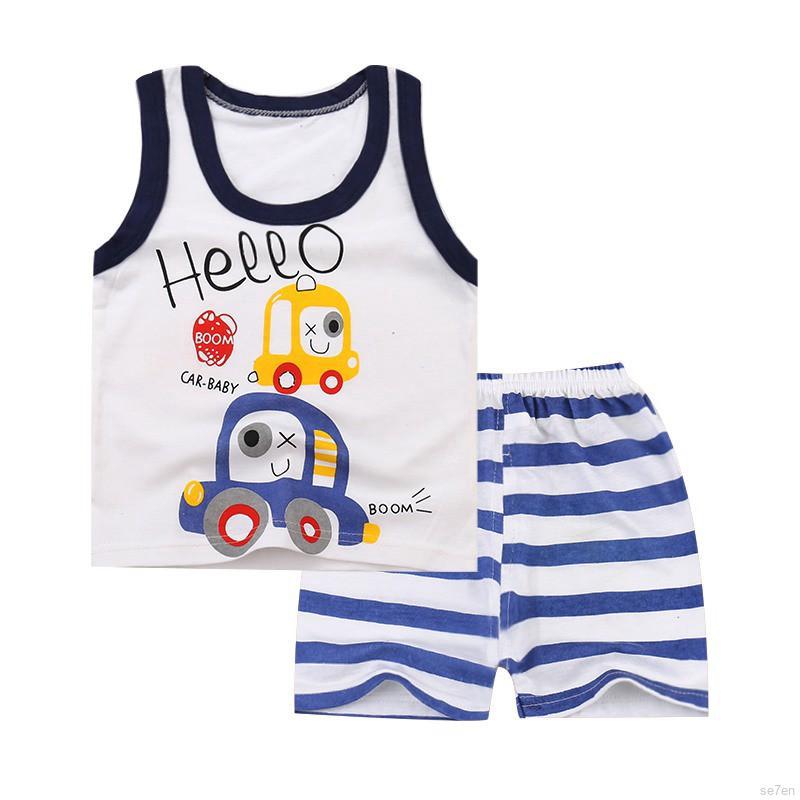 Set 2Pcs Kaos T Shirt Tanpa Lengan Gambar Kartun dan Set 2Pcs Kaos T Shirt Tanpa Lengan Gambar Kartun dan