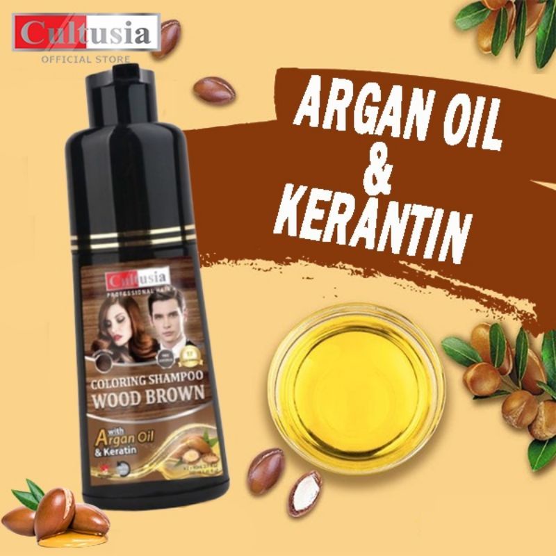 CULTUSIA Coloring Shampoo Wood Brown With ARGAN OIL &amp; KERATIN 160ml