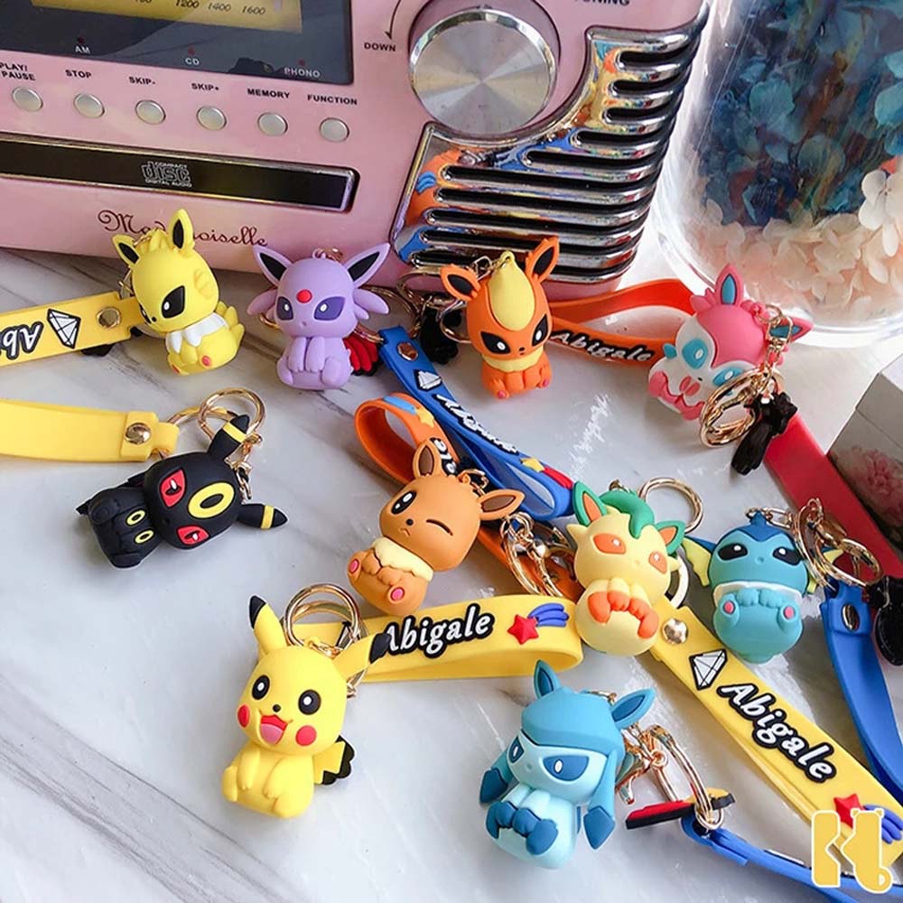 Needway  Pikachu Pokemon Figures Toy Sylveon Bag Pendant Pikachu Doll Keychain Action Figure Keychain 10 styles Espeon Classic Japanese Cartoon Pocket Toy Elf Car Keychain