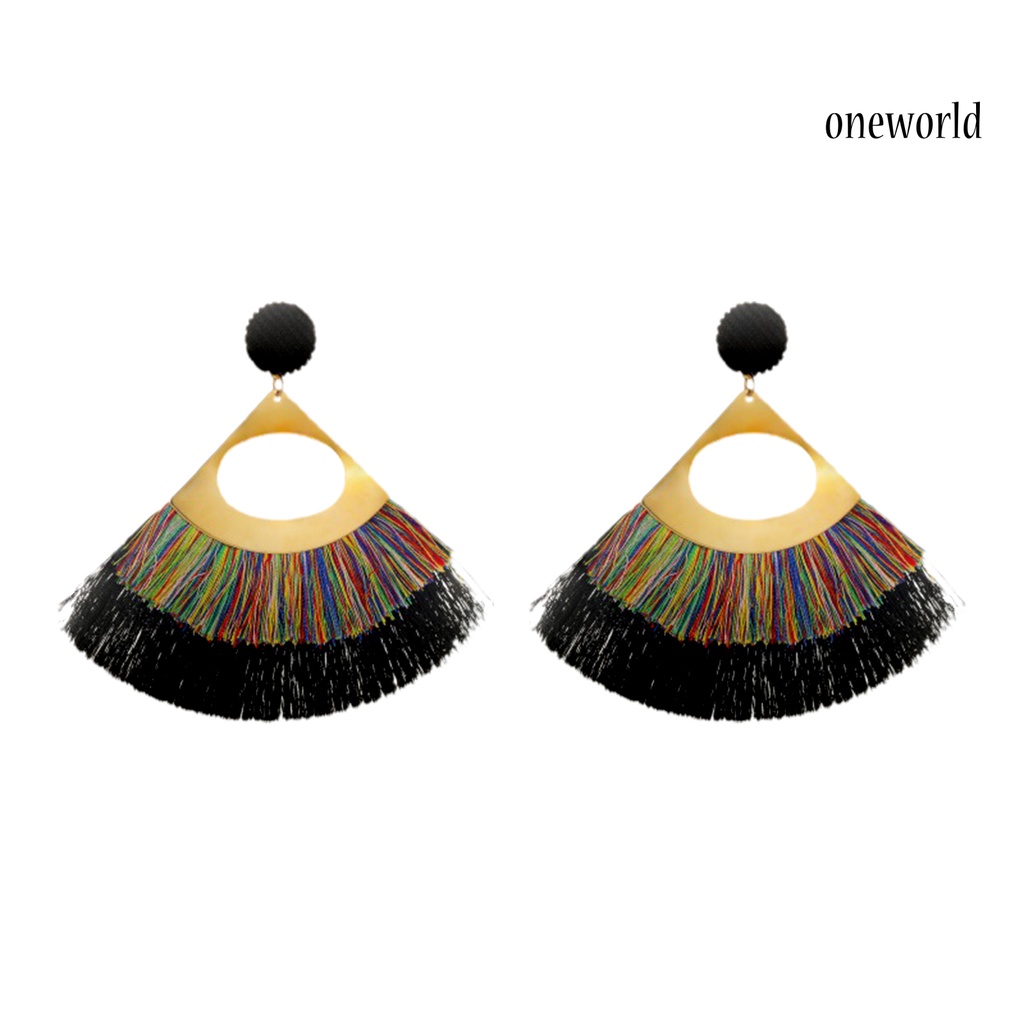 OW@ 1 Pair Decorative Earrings Jewelry Bohemian Scalloped Tassel Drop Earrings for Daily Life