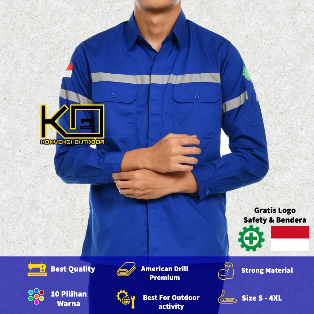 JUMBO - KEMEJA WEARPACK BAJU SAFETY K3 OUTDOOR INDOOR 3XL 4XL - Seragam Kemeja Kerja Lapangan Lengan Panjang Proyek Bangunan Tambang Alat Berat PLN Enginer Instalasi Mesin werpek sefti Scotlit Khusus Jumbo XXXL XXXXL Konveksi Outdoor