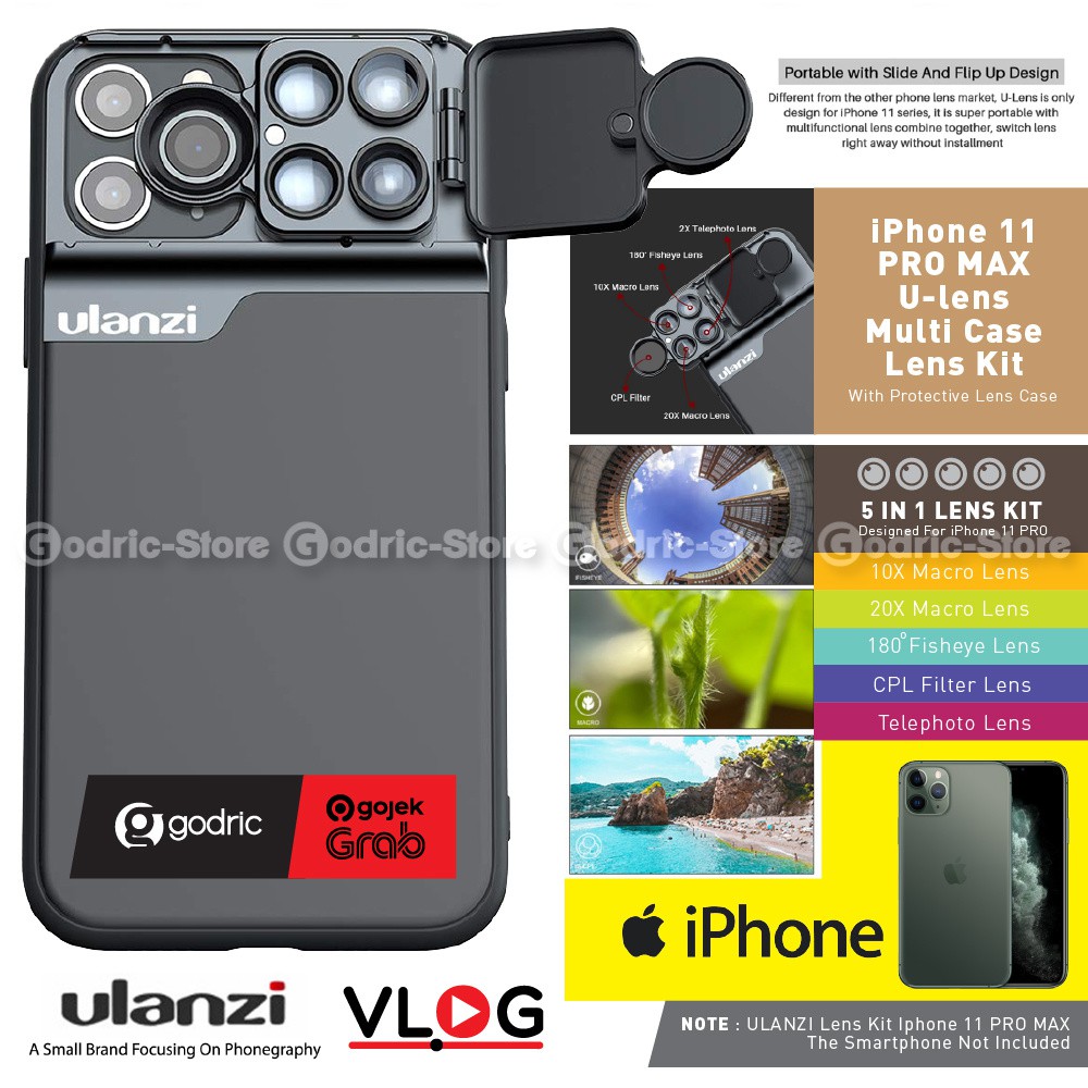 ULANZI U Lens IPHONE 11 PRO MAX Multi Lensa Kit CPL Macro Tele Fisheye With Casing iPhone Case
