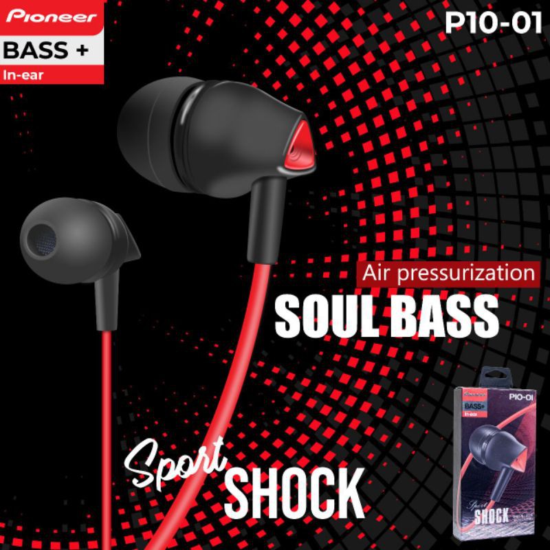 HEADSET PIONEER P10-01 SPORT BASS+ HF PIONEER SUPER BASS SUARA MANTAP IMPORT