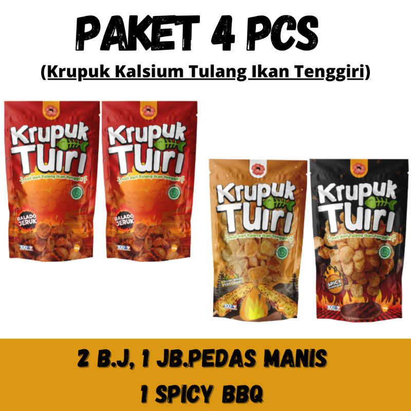 [PAKET 4 PCS] KRUPUK TUIRI / Krupuk Tulang Ikan Tenggiri / Netto 70gr