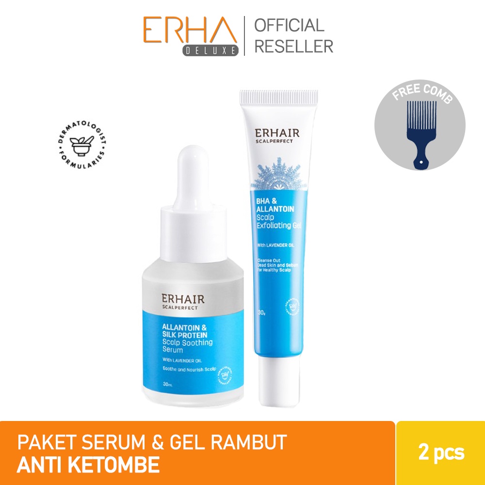 ERHAIR Paket Perawatan Kepala ERHA Scalp Soothing Serum &amp; Exfoliating Gel - Anti Ketombe