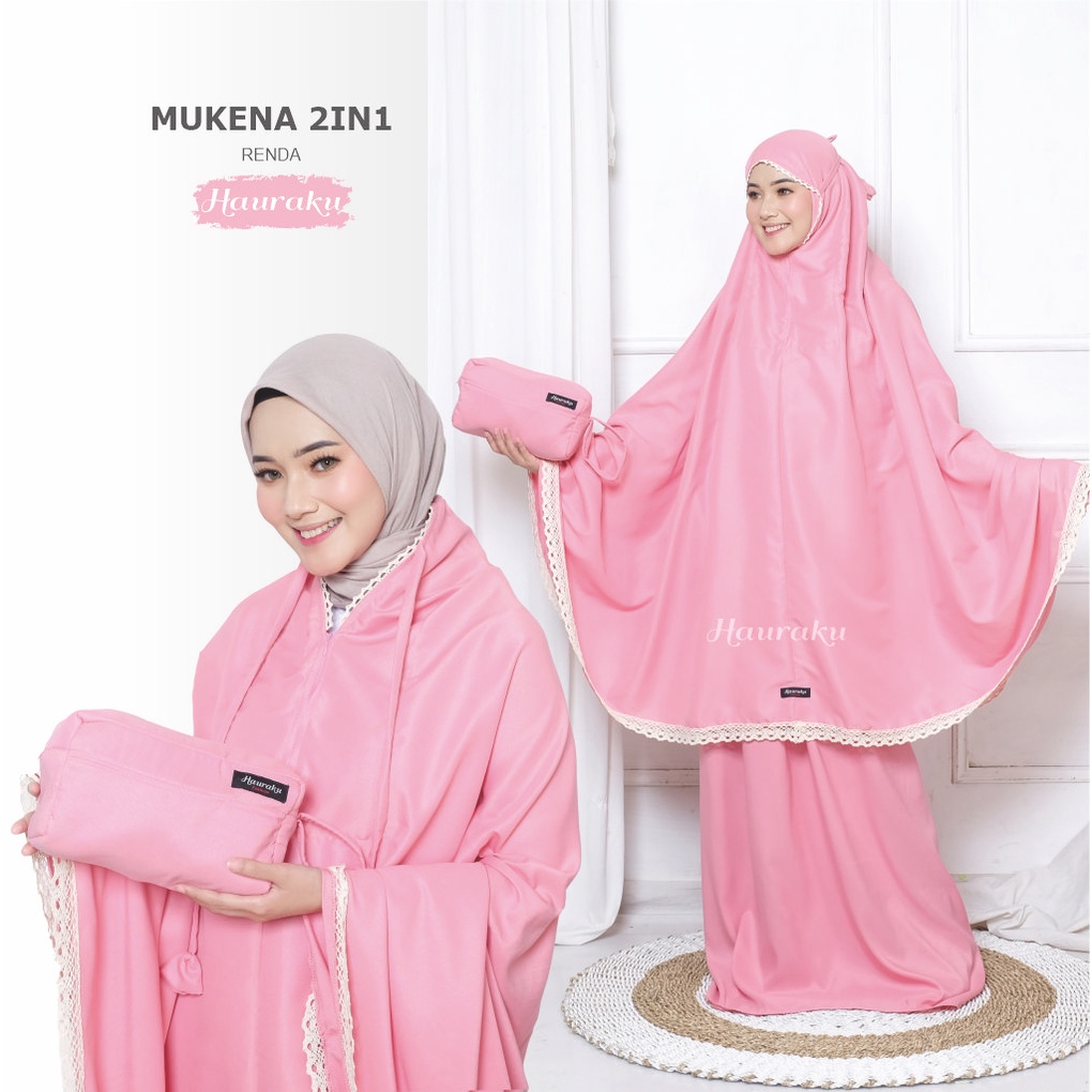 Mukena Traveling 2 in 1 Dewasa Pouch Ponco Katun Premium