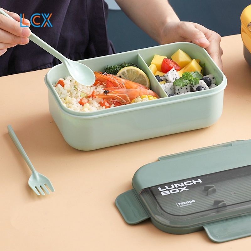 LCX Jerami Kotak Bekal Single-Layer Lunch Box kotak Makan Kapasitas Tempat Bkal