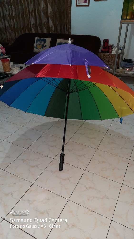 Payung Golf Pelangi Rainbow Uv 16jari Jumbo
