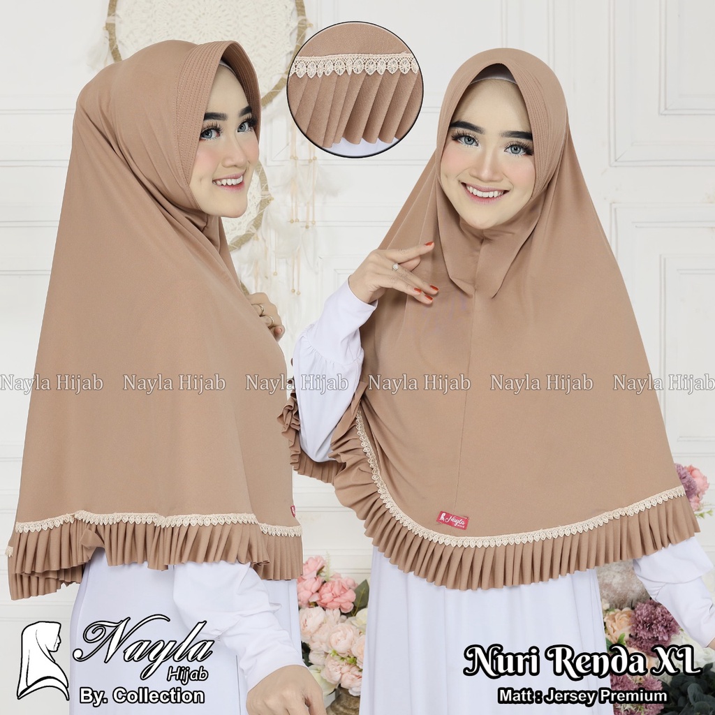 JILBAB INSTAN NURI RENDA XL KERUDUNG BERGO JERSEY PREMIUM TERMURAH DAN TERLARIS NAYLA HIJA'B