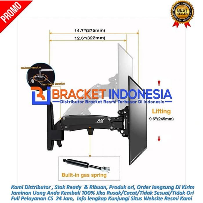 Bracket TV Breket GAS STRUT NB F350 ORI Monitor Arm 14 sampai 50 inch