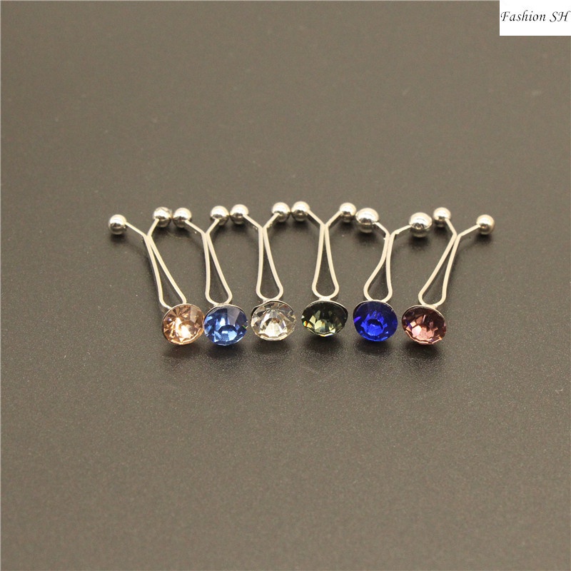 6pcs bros Pin Klip Kristal Warna-Warni Gaya Turki Untuk Hijab M20023-6PCS