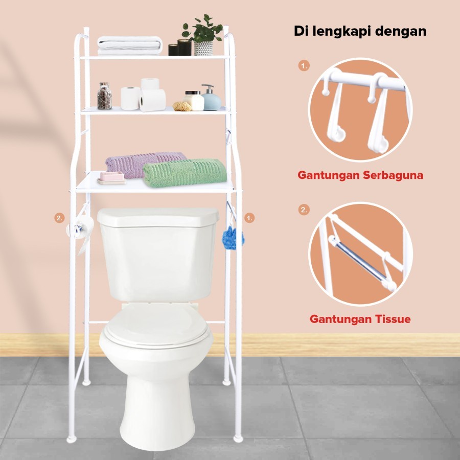 KENMASTER Rak Kamar Mandi TW-101 / Rak Serbaguna Toilet WC Organizer